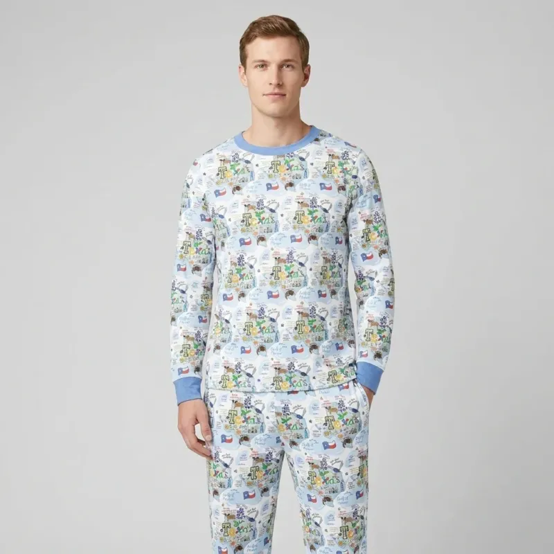 Texas Map Family Matching Bamboo Men's Pajama Set
