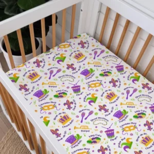 Mardi Gras Family Matching Bamboo Fitted Crib Sheet