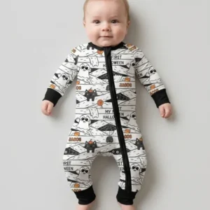 Custom Name Doodle Ghost My First Halloween Bamboo Convertible Zippy