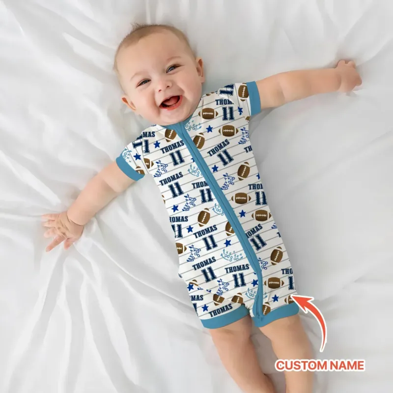 Custom Name Football Time Bamboo Shorty Zippy