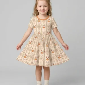 Custom Name Pumpkin Cottage Bamboo Twirl Dress