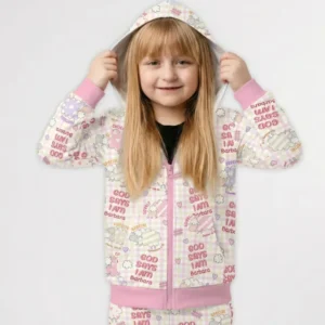 Little Lamb God Says I Am Custom Name Bamboo Zip Hoodie