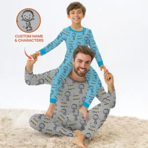 Custom Name This Dad Belongs To Doodle Bamboo Men's Pajama Set
