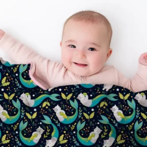 Midnight Mermaid Cats Bamboo Blanket