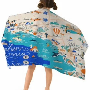 West Coast Explorer Map Bamboo Beach Towel