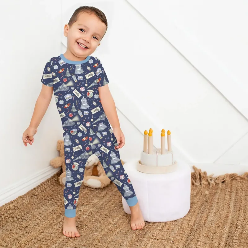 Christmas Train Bamboo Two Piece Short Sleeve Pajama Set