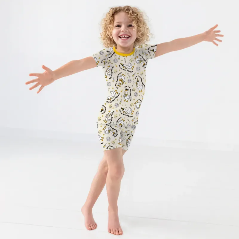 New Year Silly Goose Bamboo Two Piece Short Sleeve Shorts Pajama Set
