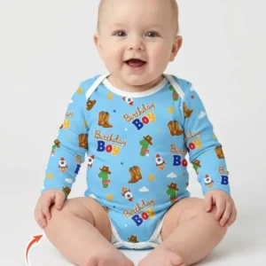 Custom Birthday Western Boy Bamboo Bodysuit