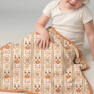 Custom Name Pumpkin Cottage Bamboo Blanket