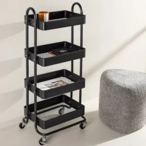 Regal Manaus – Rollregal mit 4 Ablagen in Schwarz