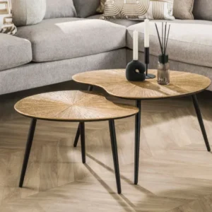 Couchtisch Tavino - 2er Set in Nierenform in der Farbe Antikbronze