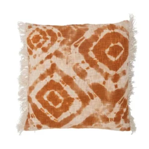 Zierkissen Charles – Baumwollkissen in Orange mit Batikmuster