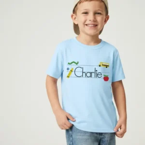 Custom Name Embroidered First Day Fun Bamboo Crewneck T-Shirt