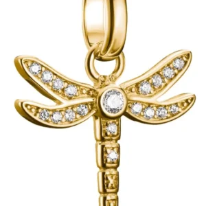 Vergoldeter Libellen-Charm mit Strass-Steinen und Anhängeöse