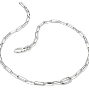 Silberne Charm-Kette mit Paperclip-Gliedern und ovalem Connect-Link