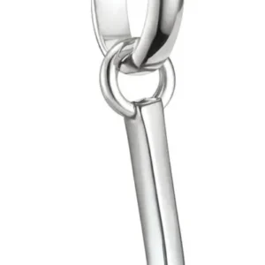 Silberner Charm-Anhänger mit Buchstabe J und Verbindungsring, glänzende Metalloptik