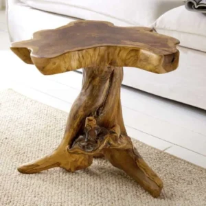 Massiver Beistelltisch ROOT 40cm Teakholz mit Jahresringen