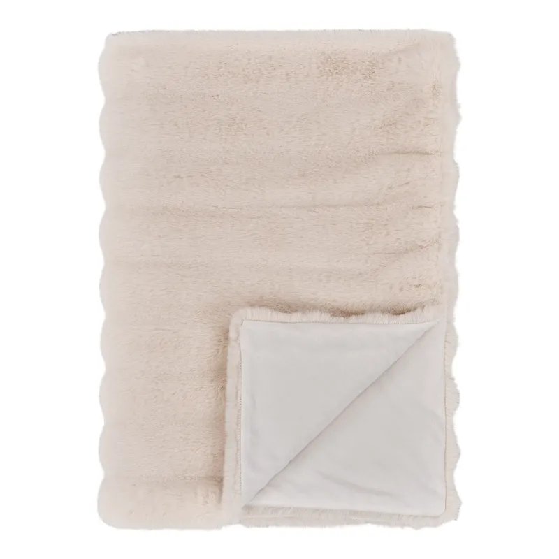 Flausch - Tagesdecke Tao aus Kunstfell Beige 130x180 cm