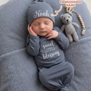 Personalized Little Blessing Embroidered Bamboo Welcome Home Bundle