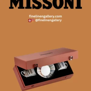 Missoni Home Coffee Cup & Saucer STRIPES Set of 2 in Luxury Box Jenkins 156 diam. 2.3", H 2.5", Cap. 4 oz, Saucer diam. 4.75" - Palais Royal Linen Gallery