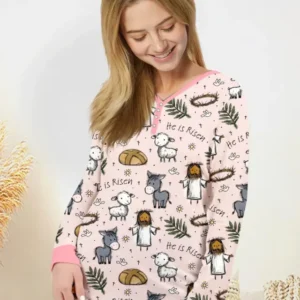 He Is Risen Easter Family Matching Bamboo Women Pajama Set