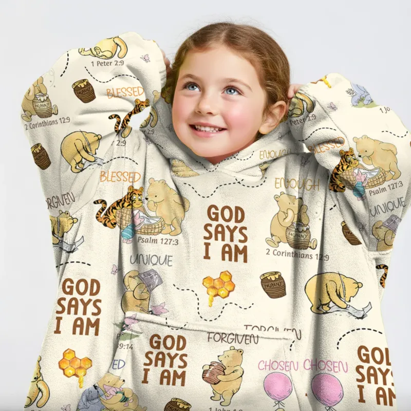 God Says I Am Little Blessings Bamboo Blanket Hoodie
