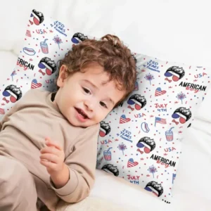 Doodle American Flag Glasses Family Matching Bamboo Pillow Case