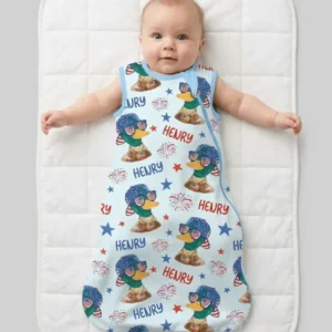 Custom Name Patriotic Mallard Duck Bamboo Sleep Bag