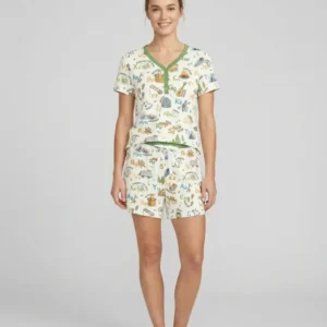 Adventure Alphabet ABCs Summer Camp Bamboo Women Short Sleeve Short Pajama Set