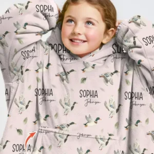 Custom Name Mallard Duck Bamboo Blanket Hoodie