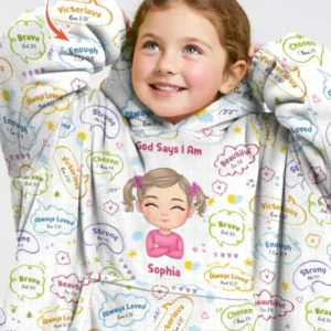 Personalized God Says I Am- Baby Girl Bamboo Blanket Hoodie