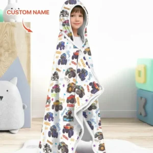 Monster Truck Custom Name Bamboo Wearable Hooded Blanket
