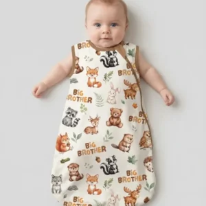 Custom Quote Woodland Animal Matching Sibling Bamboo Sleep Bag