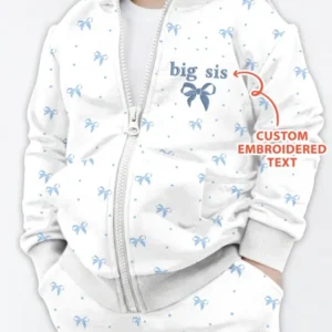 Custom Embroidered Name Mommy and Girls Matching Bamboo Zip Hoodie