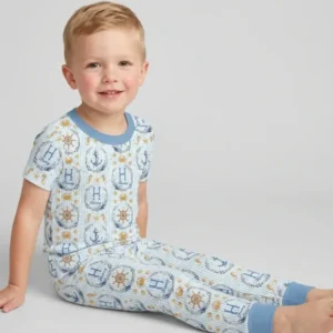 Bon Voyage Custom Name Bamboo Two Piece Short Sleeve Pajama Set