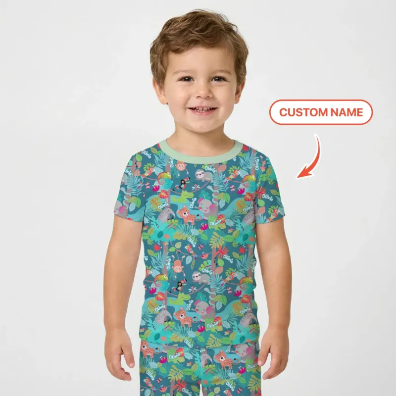 Jungle Buddy Adventure Bamboo Two Piece Short Sleeve Pajama Set