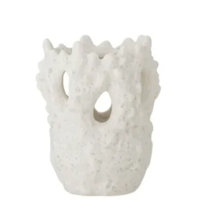 Vase "Cliff" - weiße Steingut Vase