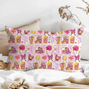 Pink Softball Game Day Bamboo Pillow Case