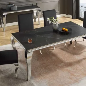 Design Esstisch MODERN BAROCK 180cm schwarz anthrazit chrom Keramik Marmor