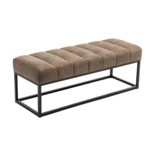 Design Sitzbank PETIT BEAUTÉ 110cm vintage Microfaser schwarzes Metallgestell