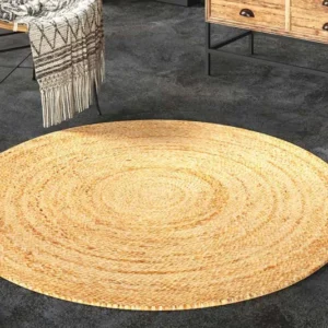 Runder Teppich PURE NATURE 150cm Jute handgewebt Flachgewebe