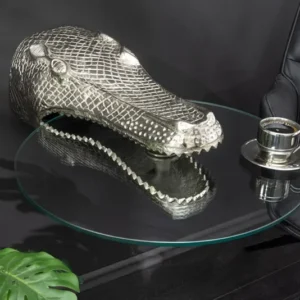 WILDLIFE CROCODILE Design Hängetisch 60cm silber Metall Krokodil Beistelltisch
