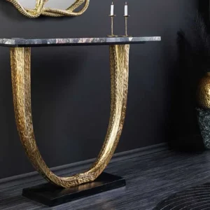 OMEGA Handgefertigter Konsolentisch 80cm schwarz Marmor gold Metall