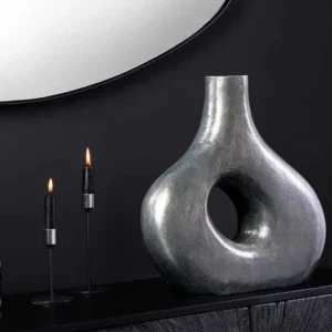 RING Handgefertigte Vase 30cm/50cm dunkelgrau Metall Dekoration Blumenvase