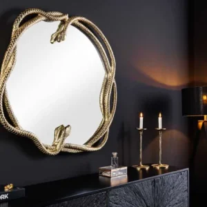 SNAKE XL Dekorativer Spiegel 85cm gold Metall Schlangen-Skulptur