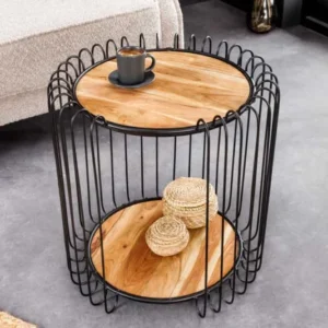 TRUE ELEMENTS Industrial Beistelltisch 50cm natur Akazie Massivholz