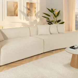 ATELIER L Modernes Sofa 330cm Bouclé XXL-Couch inkl. Kissen