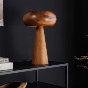 ALVA Runde Tischleuchte 24cm natur Akazienholz Eisen