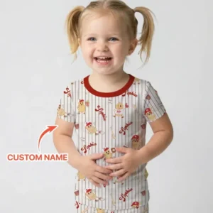 Custom Nam Retro Ballgame Bamboo Two Piece Short Sleeve Pajama Set
