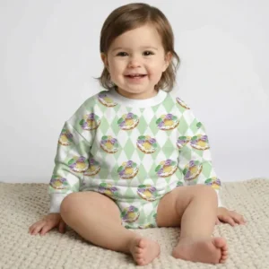 Mardi Gras Donut Bamboo Bubble Romper